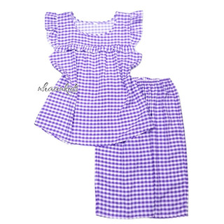 [ Nữ: 45-68kg] ĐỒ BỘ TOLE 2 DA/ VẢI LANH SIÊU MÁT MÙA HÈ CÁNH TIÊN BÈO NHỎ SỌC CARO HOA - NHÀ AN KIDS