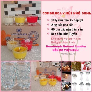 Combo làm nến 60 ly múi nhỏ 30ml.