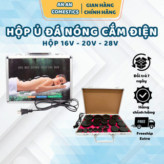 Đá nóng massage body có hộp ủ 16 viên 20 viên 28 viên, giữ nóng thay nồi hấp đá tiện dụng di chuyển