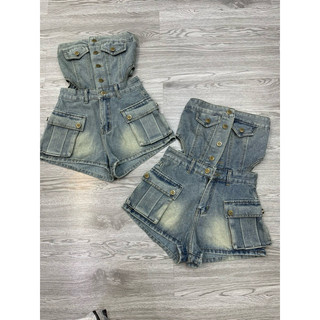 set yếm jeans 5nút màu dơ bụi( ko kèm đai)