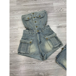 set yếm jeans 5nút màu dơ bụi( ko kèm đai)