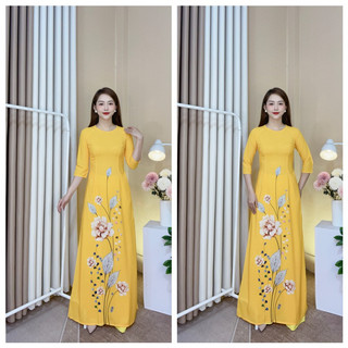  Áo Dài In Hoa ❤️ Áo Dài Truyền Thống In Hoa 2 Tà Siêu Đẹp