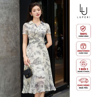 Váy Liền LUPERI LFV3346 Dáng A Họa Tiết Bức Tranh Chất Voan Hàn Nhẹ Nhàng Cho Nàng Dạo Phố Đi Biển