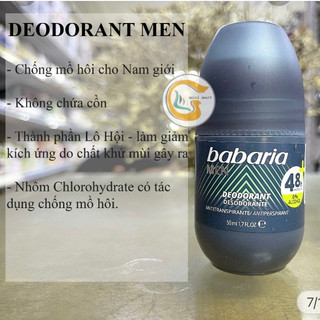 Lăn khử mùi lăn nách Babaria dùng nam nữ, khô thoáng nhanh tự tin suốt 48h