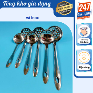 Vá inox múc canh, vá inox có lỗ 4 kích cỡ