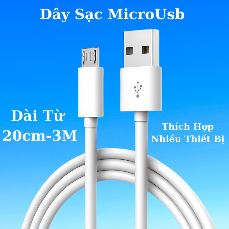 Dây Cáp Sạc Chân Microusb Dài 0.8m, 1.1m,1.35m,3m MicroUSB dây sạc nhanh siêu bền