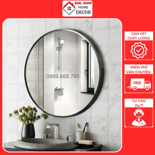 Gương Treo Tường Tròn Khung Hợp Kim Nhôm Cao Cấp, Gương nhà tắm khung kim loại màu sắc đẹp dễ dàng lựa chọn