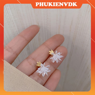  Bông tai khuyên tai hoa tuyết trong suốt sang trọng lấp lánh cao cấp MS163 