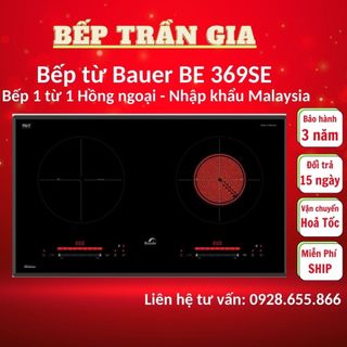 Bếp từ đôi Bauer BE 369SE Bếp điện từ âm tiết kiệm điện, Full tính năng Nhập khẩu Malaysia Voucher