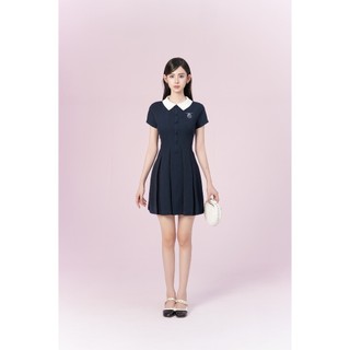 THE UNNIE - Váy Mango Ý xếp ly phối cổ trắng Everlyn Dress