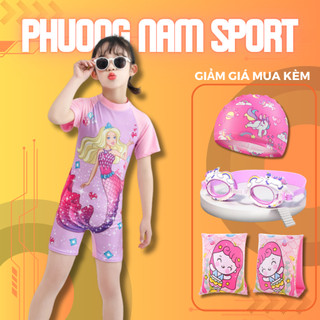 Đồ bơi bé gái liền thân, Bộ bơi TIÊN CÁ đáng yêu chính hãng cho bé từ 3-12 tuổi