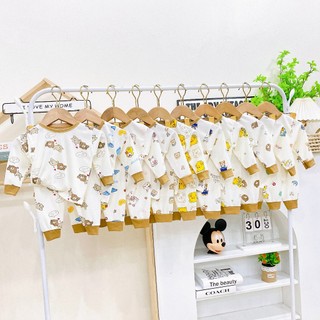 Set 5 Bộ quần áo dài tay chất thun tăm, in hình thú ngộ nghĩnh, cho bé trai, bé gái (5-16kg)