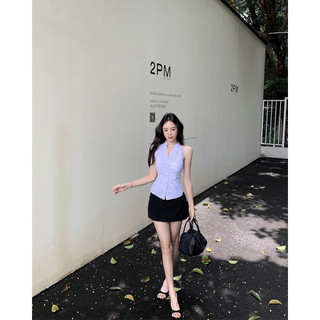 Áo kẻ cổ trụ sát nách[HÌNH THẬT]