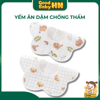Yếm tròn xoay 360 độ bông hoa chống thấm cho bé ăn dặm - Y18