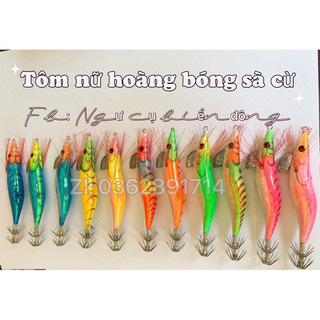 Tôm nữ hoàng vải bóng, mồi giả câu mực, mồi câu mực lá