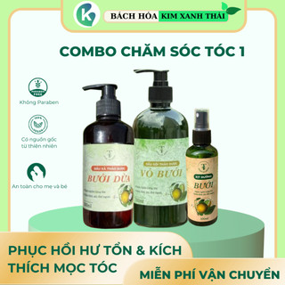 Combo Dầu Gội Vỏ Bưởi - Dầu Xả - Xịt Bưởi phục hồi tóc giảm gãy rụng