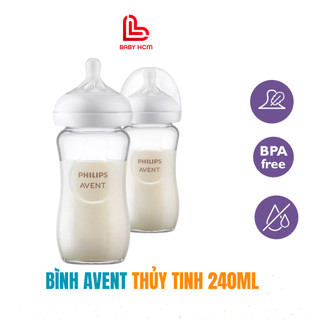 Bình sữa thủy tinh Avent Natural 240ml SCY913/03 Mẫu mới, núm số 3