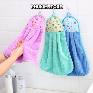 KHĂN LAU TAY HÌNH QUẠT HỌA TIẾT TRÁI CÂY XINH XẮN, CÓ MÓC TREO TƯỜNG SỬ DỤNG TIỆN LỢI - LP264