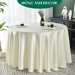 Khăn trải bàn tròn khăn trải bàn chữ nhật vải polyester họa tiết trơn cao cấp khăn trải bàn ăn gia đình khách sạn