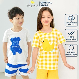 Đồ bộ ngắn tay thun cotton cho bé trai, bé gái mặc nhà mùa hè Unifriend Hàn Quốc U2022-8. Size đại 5, 6, 8, 10 tuổi