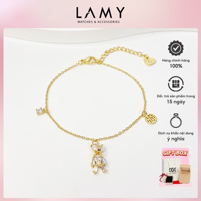Vòng tay bạc nữ LAMY Crystal Teddy Bear Gold Bracelet 2243