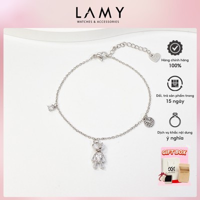 Vòng tay bạc nữ LAMY Crystal Teddy Bear Silver Bracelet 2243