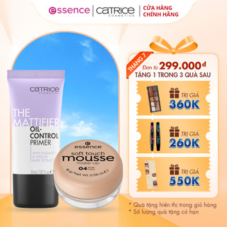 Bộ đôi kem lót kiềm dầu Catrice phấn tươi Đức Essence chất kem mỏng nhẹ che khuyết điểm da dầu khô mụn
