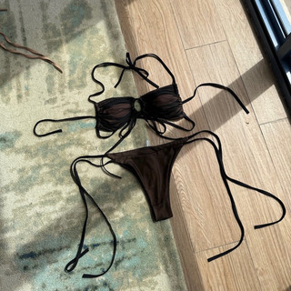 BIKINI 2 MẢNH TRƠN CỘT DÂY MÀU COAL - 123
