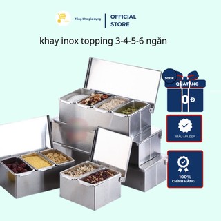 Khay Inox Đựng Gia Vị / Đựng Topping / Đựng Thạch Trà Sữa ( Hộp Dài ) 3-->6 Ngăn Mta-Mart Inox Sáng Bóng, Tiện Lợi