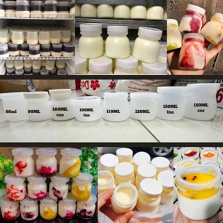 Tặng 500G Muỗng yaua -1200 hũ nhựa dày dặn kèm nắp làm sữa chua, yaua, nếp cẩm đủ size 60ml 90ml 100ml 110ml 120ml 150ml