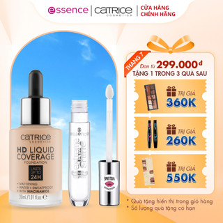 Bộ đôi kem nền Catrice HD che phủ tự nhiên son dưỡng bóng Essence căng mọng bóng mượt
