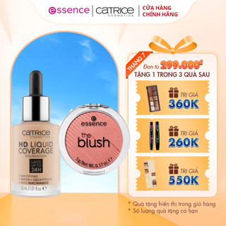Bộ đôi kem nền Catrice HD phấn má hồng 4 màu Essence dễ bám lớp trang điểm tự nhiên
