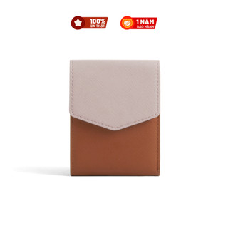 Ví Da Nữ Gập Đôi Mini Nhỏ Gọn Da thật - da Saffiano - Flap Wallet thương hiệu Lagom