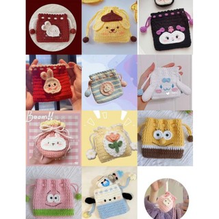 Túi rút len thủ công , túi rút đựng đồ nhỏ gọn , túi handmade xinh xắn , túi rút móc len siêu dễ thương