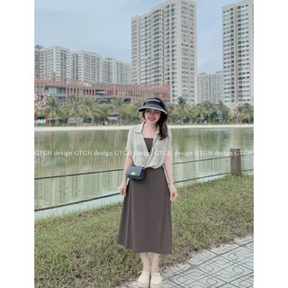 Siuu phẩm set áo tơ + váy thun 2s so hottt hàng TKCC freesize 2 màu