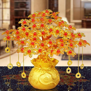 Cây kim tiền phát tài, phát lộc đế túi tiền 7 cành trang trí trong nhà ngày tết hàng đẹp
