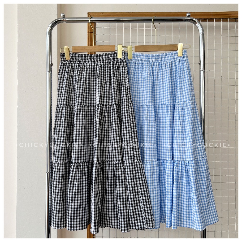 Chân váy caro 3 tầng