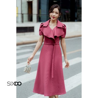 Đầm thô dáng xòe phối đai SIXDO