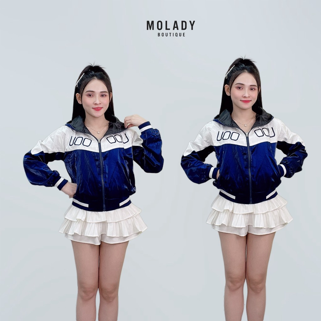 Áo Khoác Phi Xà Cừ MOLADY phối màu có nón cá tính siêu hot AK23