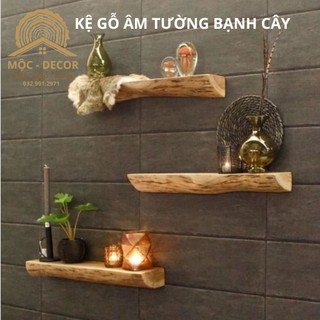 Kệ Âm Tường Gỗ Bạnh Cây Tự Nhiên, Thanh Gỗ Treo Tường Giấu Chân Tặng Kèm Chốt Âm Tường