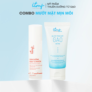 [Combo Du Lịch Mướt Mặt Mịn Môi] Gel Tẩy Tế Bào Chết Gạo 30mL & Son Dưỡng Gạo 5g ITMF - Mỹ phẩm thuần dưỡng từ Gạo