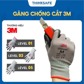 Găng tay chống cắt 3m cấp độ 1, 3 và 5 an toàn, bảo vệ tay, phủ pu, găng tay bảo hộ lao động chính hãng - thinksafe