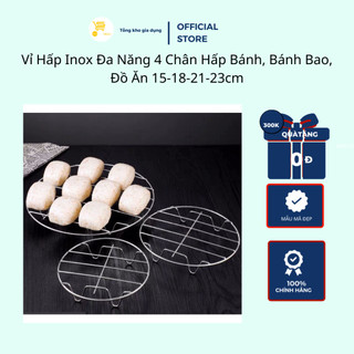 Vỉ Hấp Inox Đa Năng 4 Chân Hấp Bánh, Bánh Bao, Đồ Ăn Mta-Mart Không Gỉ, Tiện Dụng