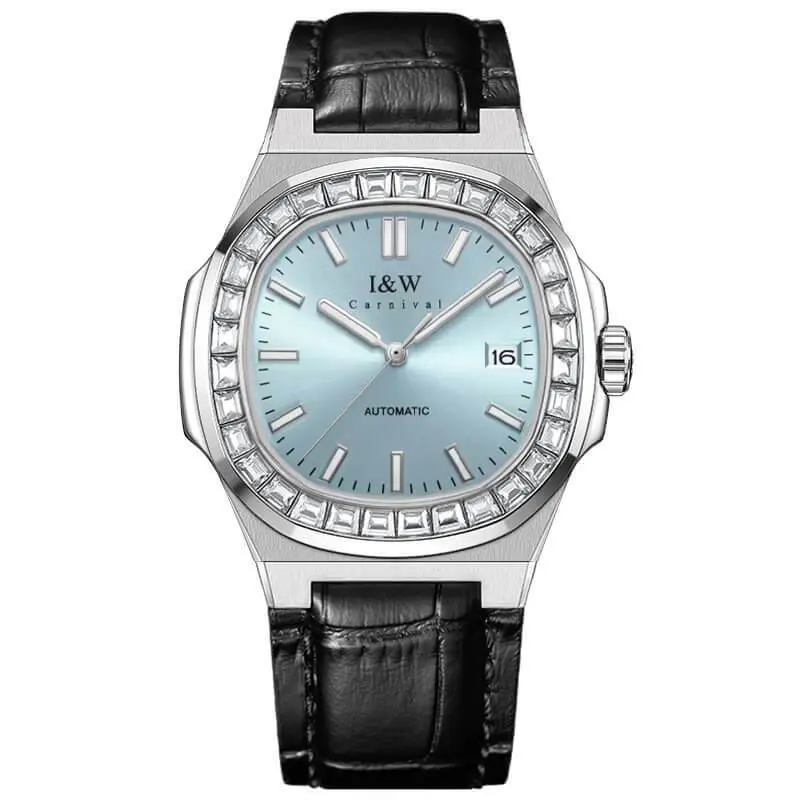Mặt kính sapphire của đồng hồ I&W Carnival IW750 dây da