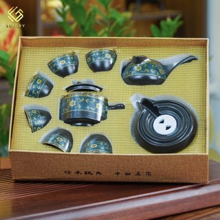 Bộ ấm chén uống trà cối xay 9 món gốm sứ đặc biệt