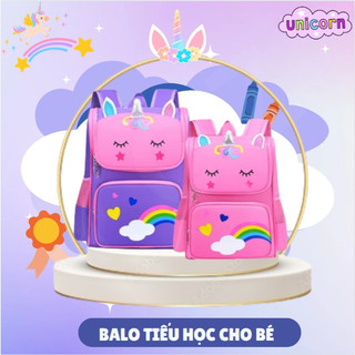Ba lô học sinh bé gái siêu nhẹ chống nước cao cấp, balo chống gù hình kỳ lân dễ thương cho bé.