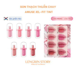 Son thạch amuse jel-fit tint son thuần chay với 8 sắc thái của màu thạch lâu trôi căng mọng