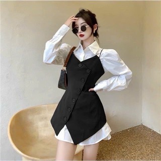  Set bộ thời trang nữ sơ mi nữ dài tay kèm khoác cotton lạnh mix quần giả váy phong cách nữ tính dịu dàng 