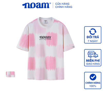 Áo thun Form rộng NOAM Pink Checkered Unisex 100% Cotton - Màu hồng phối sữa dừa