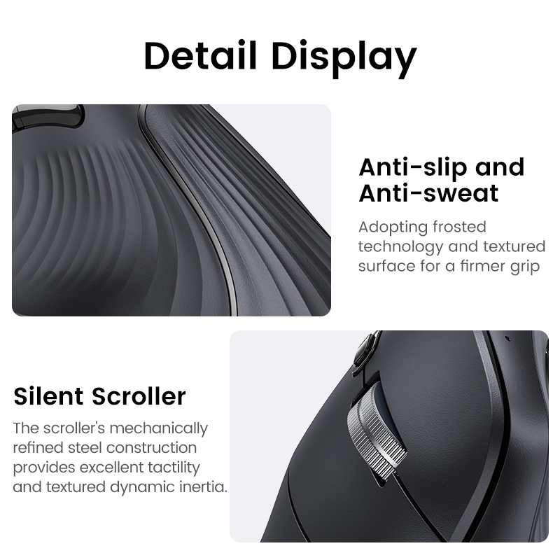 Chuột không dây Bluetooth 5.0+2.4G Chuột bấm im lặng không dây 4000DPI dọc tiện dụng cho máy tính xách tay laptop MCBook | BigBuy360 - bigbuy360.vn